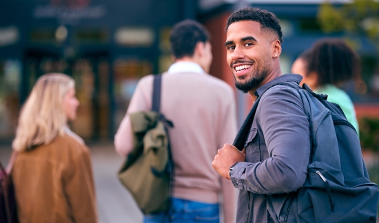 Smiling male college student