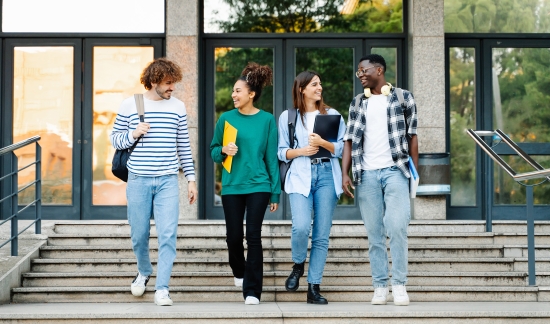 Group of diverse college students in campus