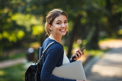 Photo of female college student smiling