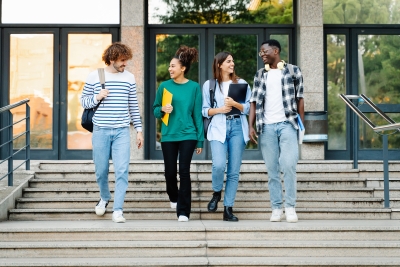 Group of diverse college students in campus